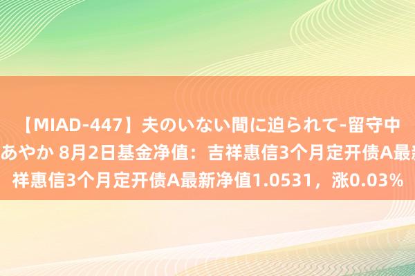 【MIAD-447】夫のいない間に迫られて-留守中に寝取られた私- 小林あやか 8月2日基金净值：吉祥惠信3个月定开债A最新净值1.0531，涨0.03%