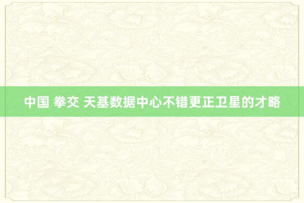 中国 拳交 天基数据中心不错更正卫星的才略