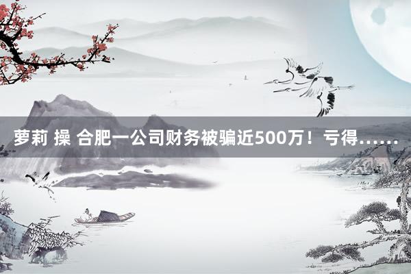 萝莉 操 合肥一公司财务被骗近500万！亏得……